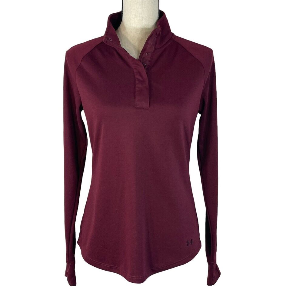 Under Armour Small Loose Fit Pullover Jacket Long Sleeve Thumbholes Snaps Womens